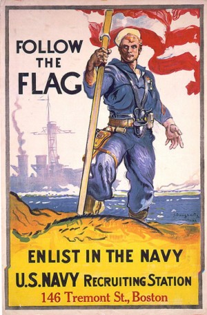 Follow the flag Navy recruiting poster from around 1917